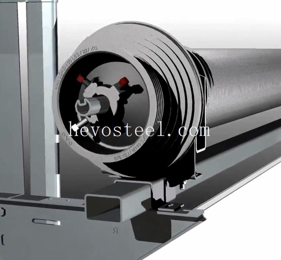 Eixo de acionamento oco em uso em um sistema de porta industrial na HEVO STEEL